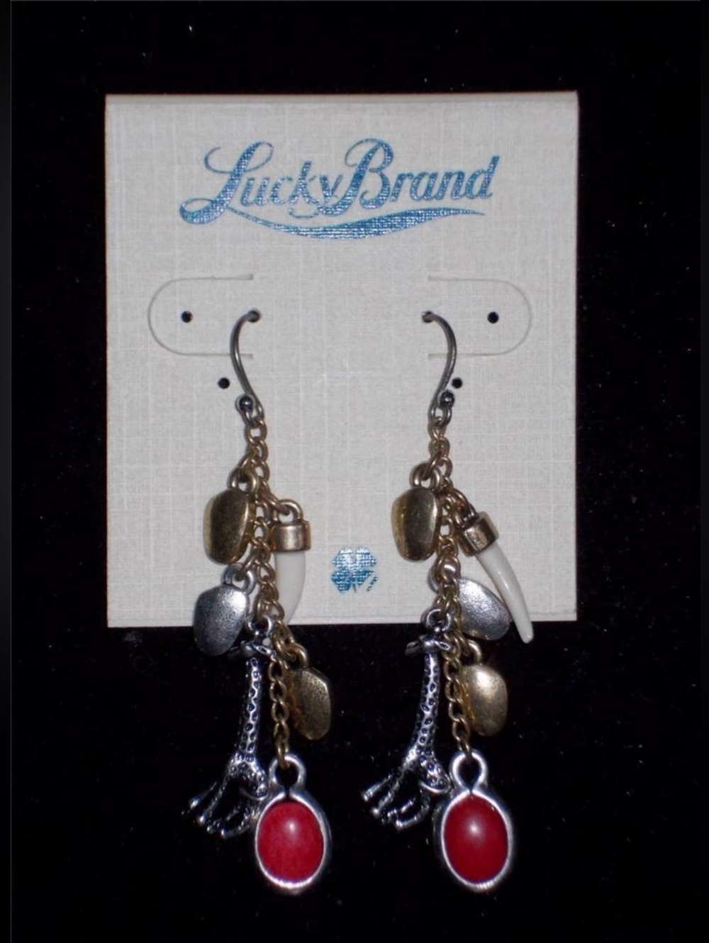 Lucky Brand Lucky Charm Giraffe And Tusk Dangle Earrings